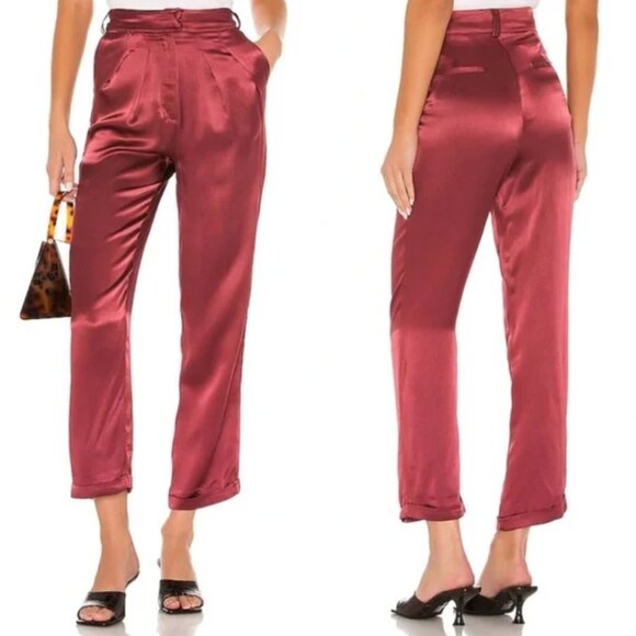 House of Harlow 1960 x Revolve Cisco Silk Pant Currant Red XS - Picture 1 of 5